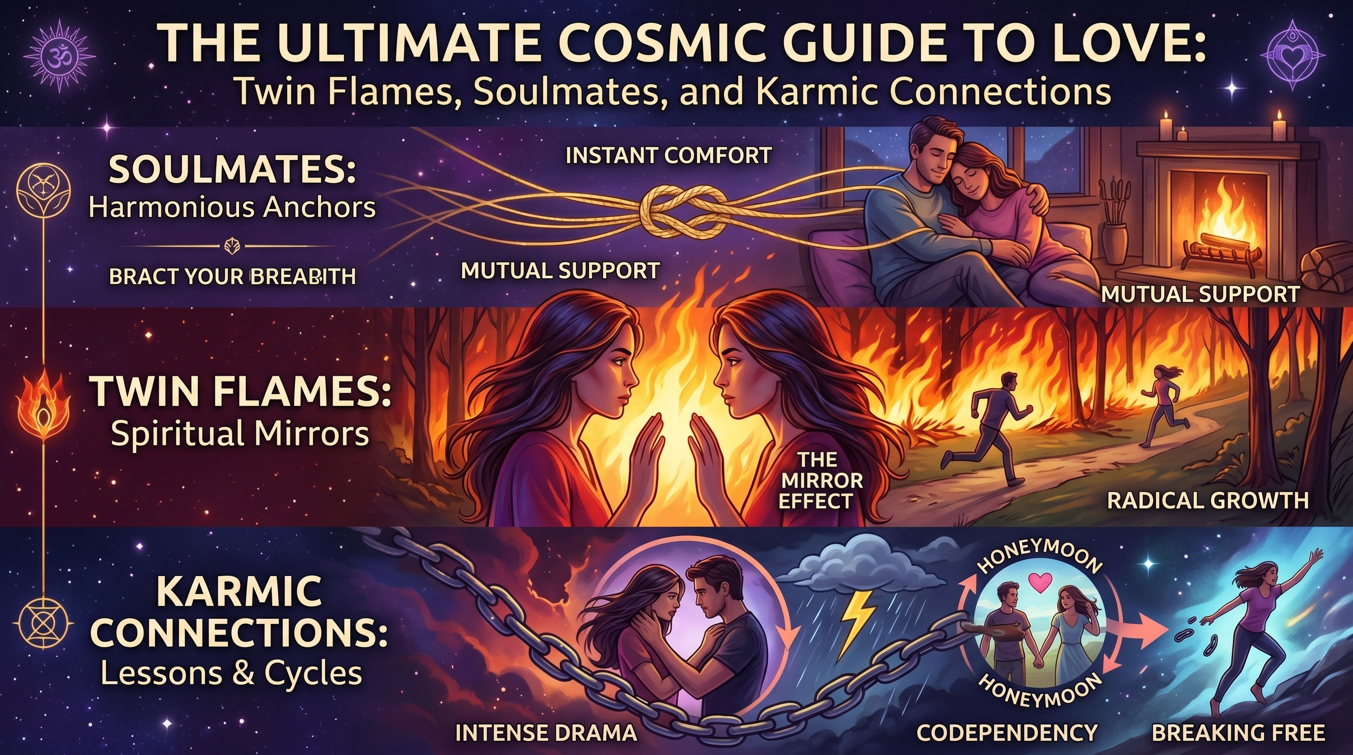 The Ultimate Cosmic Guide to Love: Twin Flames, Soulmates, and Karmic Connections Explained